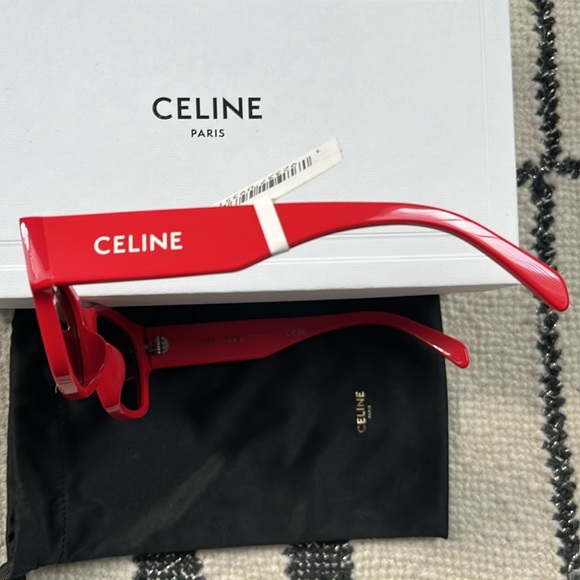 CELINE Women’s Shiny Red Monochroms Cat Eye Sunglasses—54mm - Picture 8 of 16